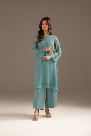 2 Piece Chiffon Embroidered Suit (FS0102)
