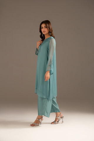 2 Piece Chiffon Embroidered Suit (FS0102)