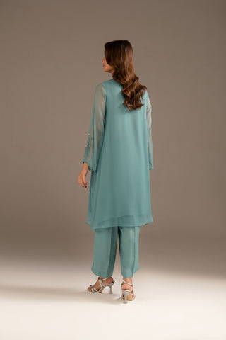 2 Piece Chiffon Embroidered Suit (FS0102)