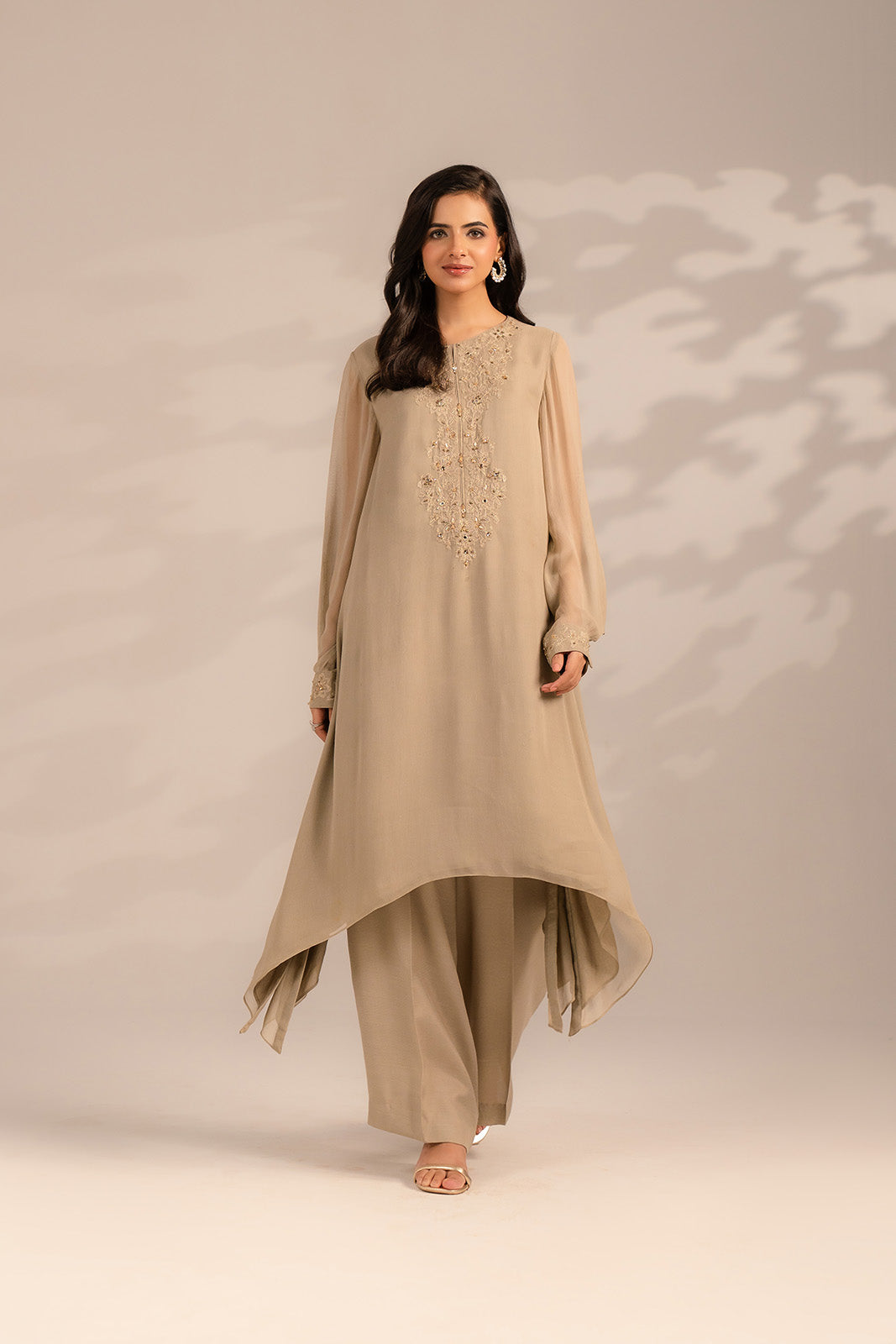 2 Piece Chiffon Embroidered Suit (FS0105)