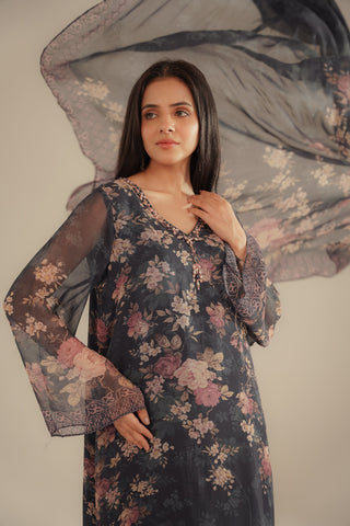 3 Piece Chiffon Printed Suit (FS0106)