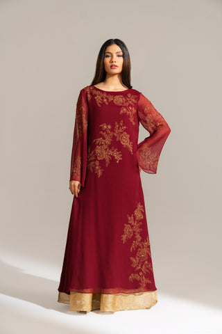 1 Piece Printed Chiffon Embroidered Shirt (FS0118)