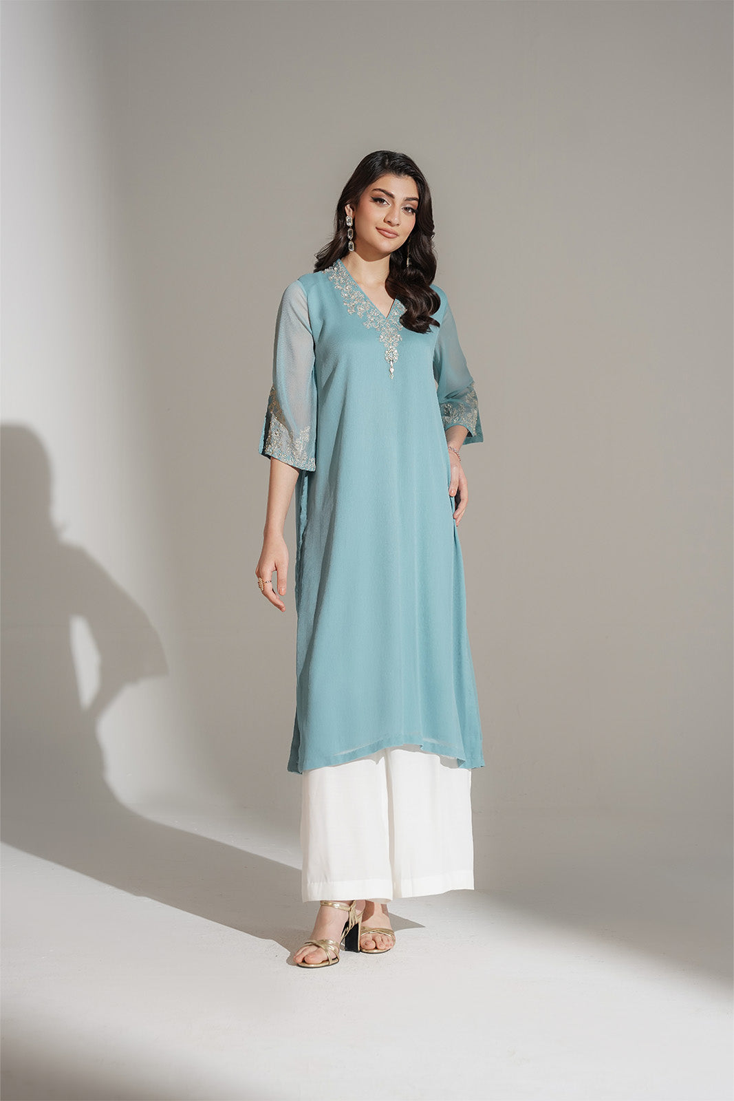 1 Piece Chiffon Embroidered Shirt (FS0121)