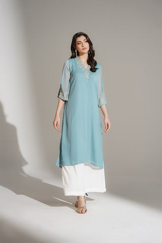 1 Piece Chiffon Embroidered Shirt (FS0121)