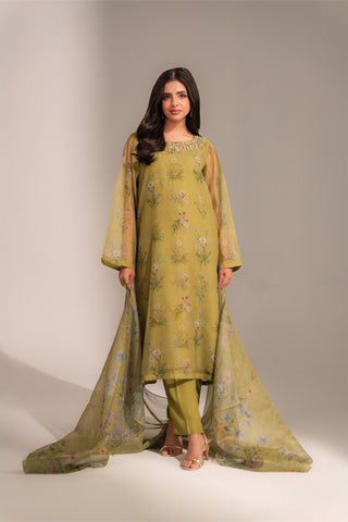 3 Piece Rajo Net Printed Printed Suit (FS0128)