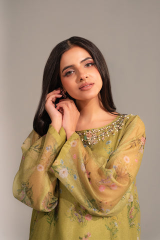 3 Piece Rajo Net Printed Printed Suit (FS0128)