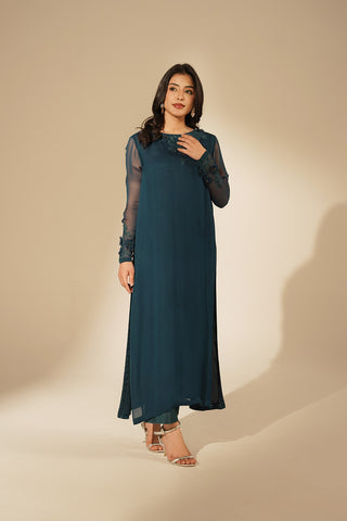 1 Piece Chiffon Embroidered Shirt (FS0132)