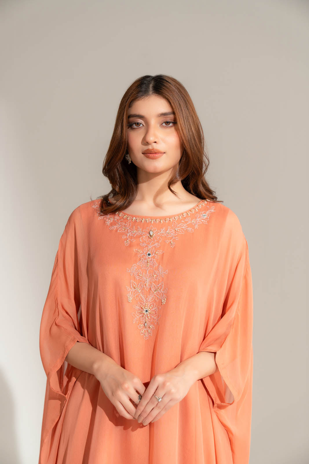 1 Piece Chiffon Embroidered Kaftan (FS0138)
