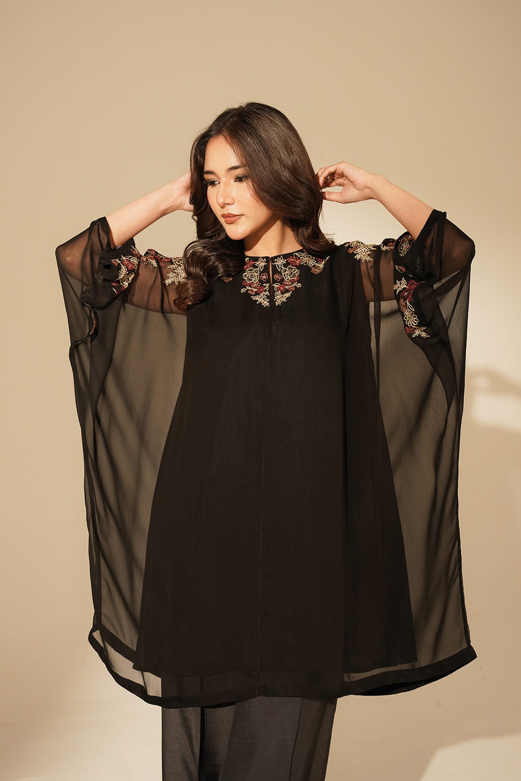 1 Piece Chiffon Embroidered Kaftan (FS0141)