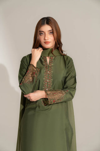 3 Piece Cotton Silk Embroidered Suit (FS0143)