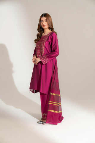 3 Piece Cotton Silk Embroidered Suit (FS0145)