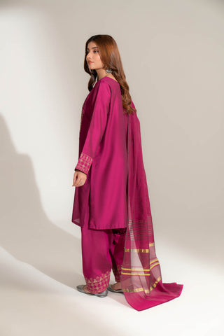 3 Piece Cotton Silk Embroidered Suit (FS0145)