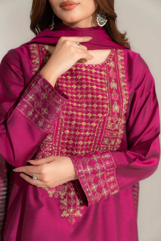 3 Piece Cotton Silk Embroidered Suit (FS0145)
