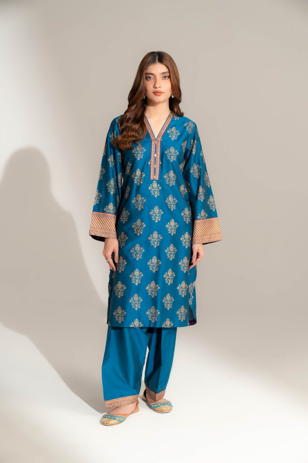 2 Piece Printed Cotton Silk Printed Suit (FS0146)