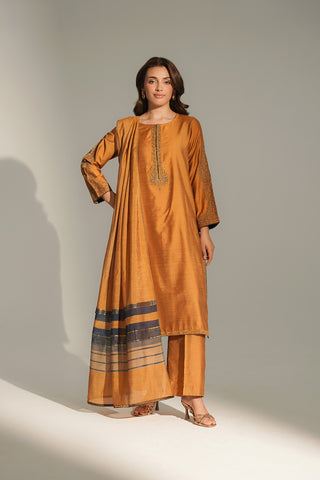 3 Piece Cotton Silk Embroidered Suit (FS0147)