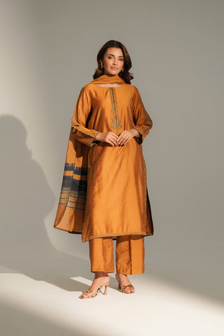 3 Piece Cotton Silk Embroidered Suit (FS0147)