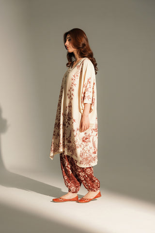 2 Piece Printed Raw Silk Printed Suit (FS0148)