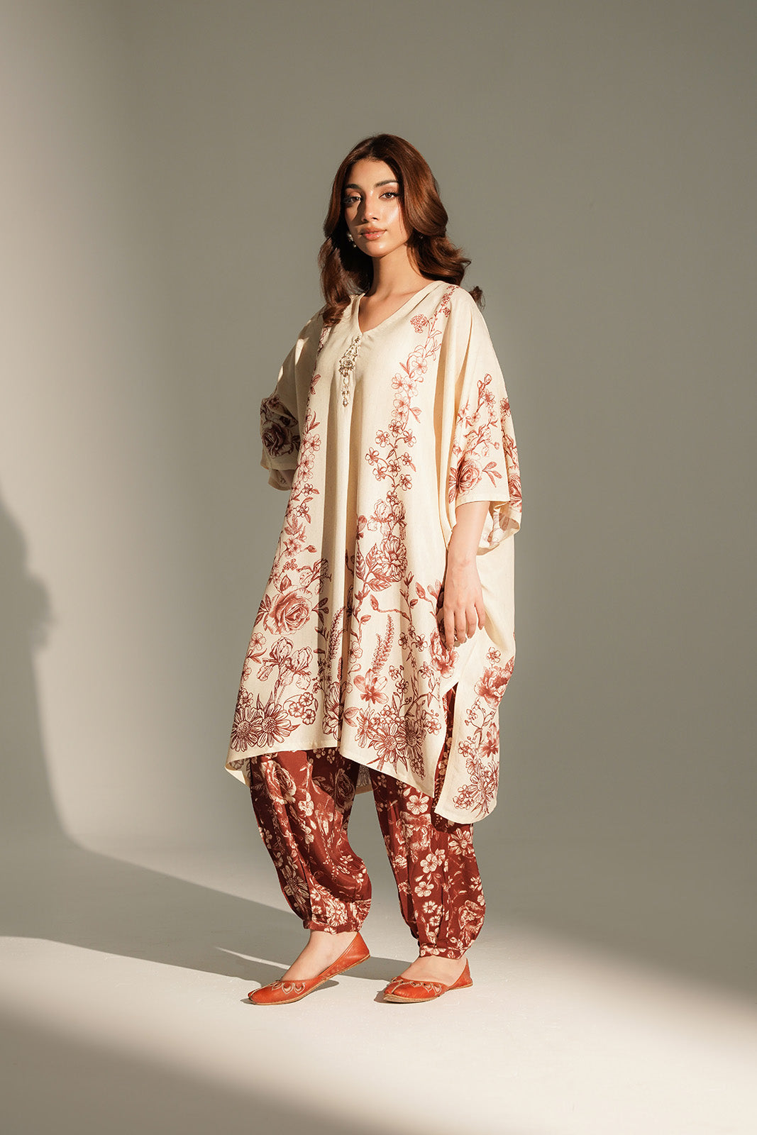 2 Piece Printed Raw Silk Printed Suit (FS0148)