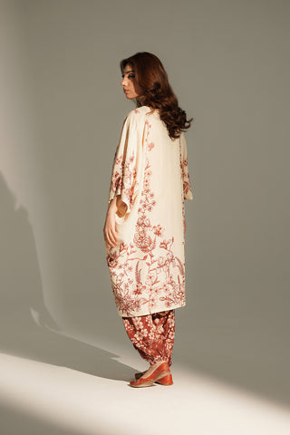 2 Piece Printed Raw Silk Printed Suit (FS0148)