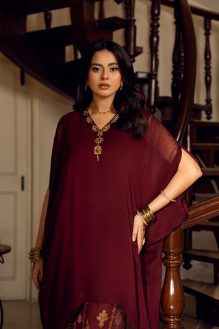 2 Piece Chiffon Embroidered Suit (FS0149)