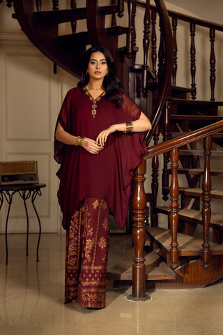 2 Piece Chiffon Embroidered Suit (FS0149)