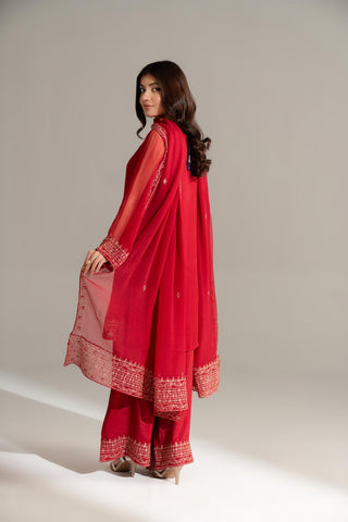 3 Piece Chiffon Embroidered Suit (FS0154)