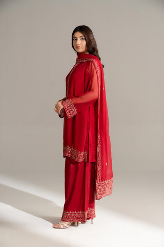 3 Piece Chiffon Embroidered Suit (FS0154)