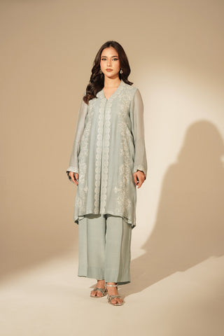 3 Piece Khaddi Net Embroidered Suit (FS0155)