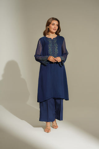 2 Piece Chiffon Embroidered Suit (FS0160)