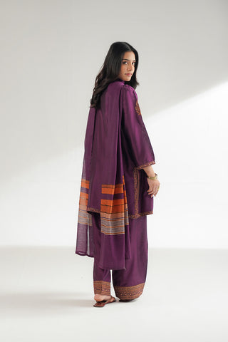 3 Piece Cotton Silk Embroidered Suit (FS0174)