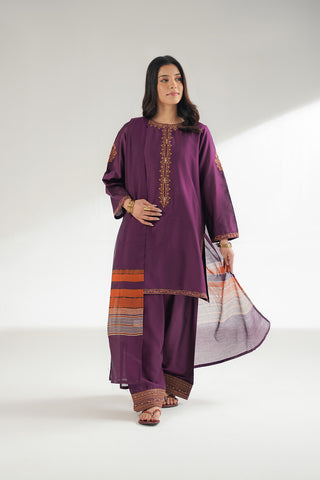 3 Piece Cotton Silk Embroidered Suit (FS0174)