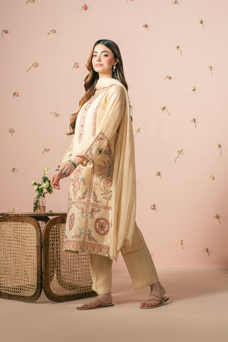 3 Piece Viscose Khadi Net Embroidered Suit (FS0181)