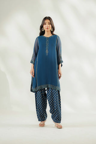 2 Piece Chiffon Embroidered Suit (FS0218)