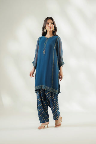 2 Piece Chiffon Embroidered Suit (FS0218)