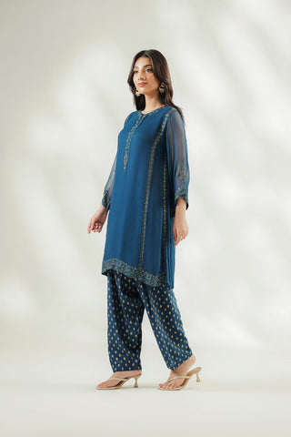 2 Piece Chiffon Embroidered Suit (FS0218)