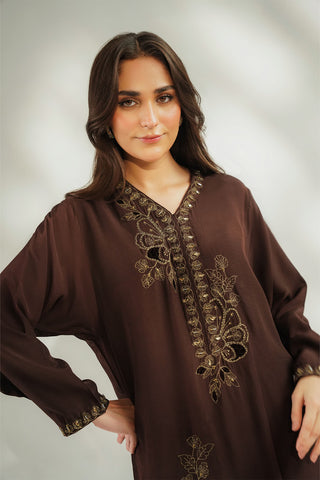 1 Piece Raw Silk Embroidered Suit (FS0223)