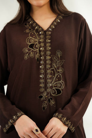 1 Piece Raw Silk Embroidered Suit (FS0223)