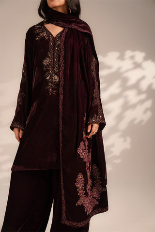 1 Piece Velvet Embroidered Dupattas/Stoles (FT0003)