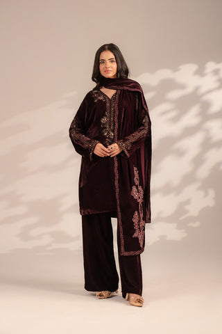 1 Piece Velvet Embroidered Dupattas/Stoles (FT0003)