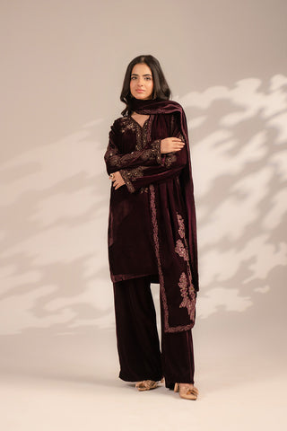 1 Piece Velvet Embroidered Dupattas/Stoles (FT0003)