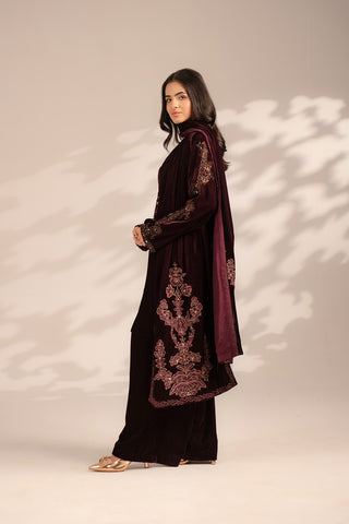 1 Piece Velvet Embroidered Dupattas/Stoles (FT0003)
