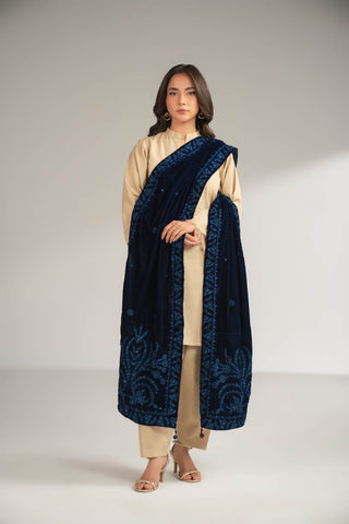 1 Piece Velvet Embroidered Stole (FT0010)