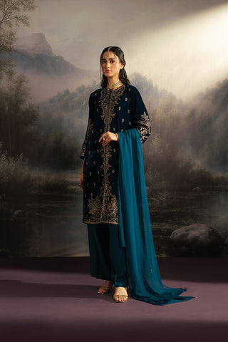 3 Piece Velvet Embroidered Suit (FV0007)