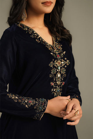 1 Piece Velvet Embroidered Shirts (FV0013)