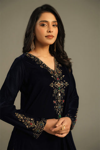 1 Piece Velvet Embroidered Shirts (FV0013)