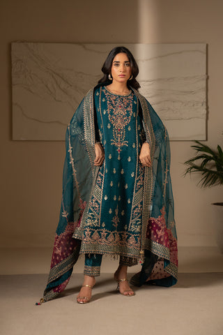 3 Piece Organza Embroidered Suit (FW0006)