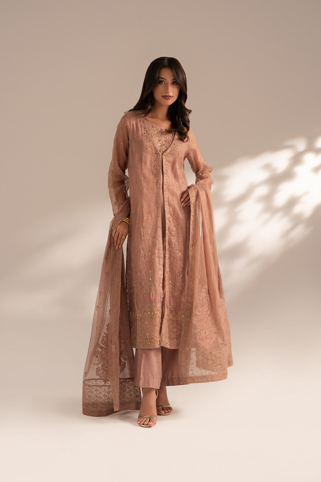 3 Piece Emboss Net Embroidered (FW0015)