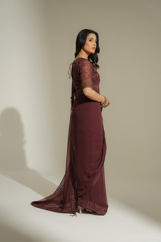 3 Piece Chiffon Embroidered Saari (FW0021)