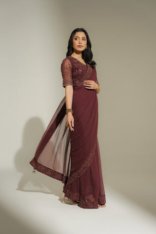 3 Piece Chiffon Embroidered Saari (FW0021)