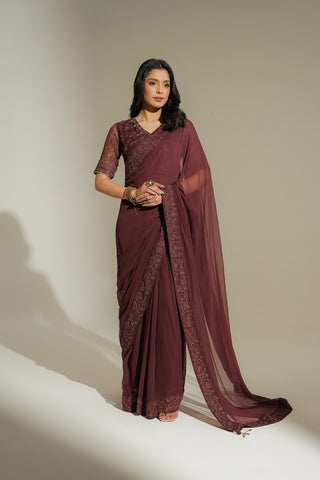 3 Piece Chiffon Embroidered Saari (FW0021)